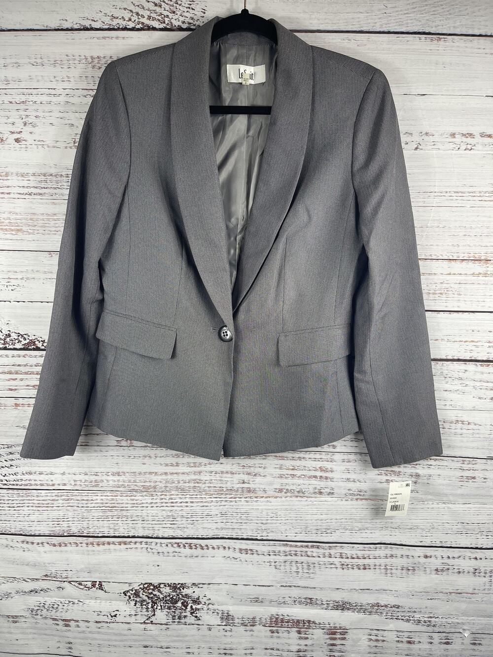 Le Suit Blazer Women's SZ 8 Textured Single Button Career Jacket Office Workwear